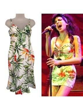 Karen Millen Bird of Paradise Tropical Print Dress ASO Amy Winehouse 8
